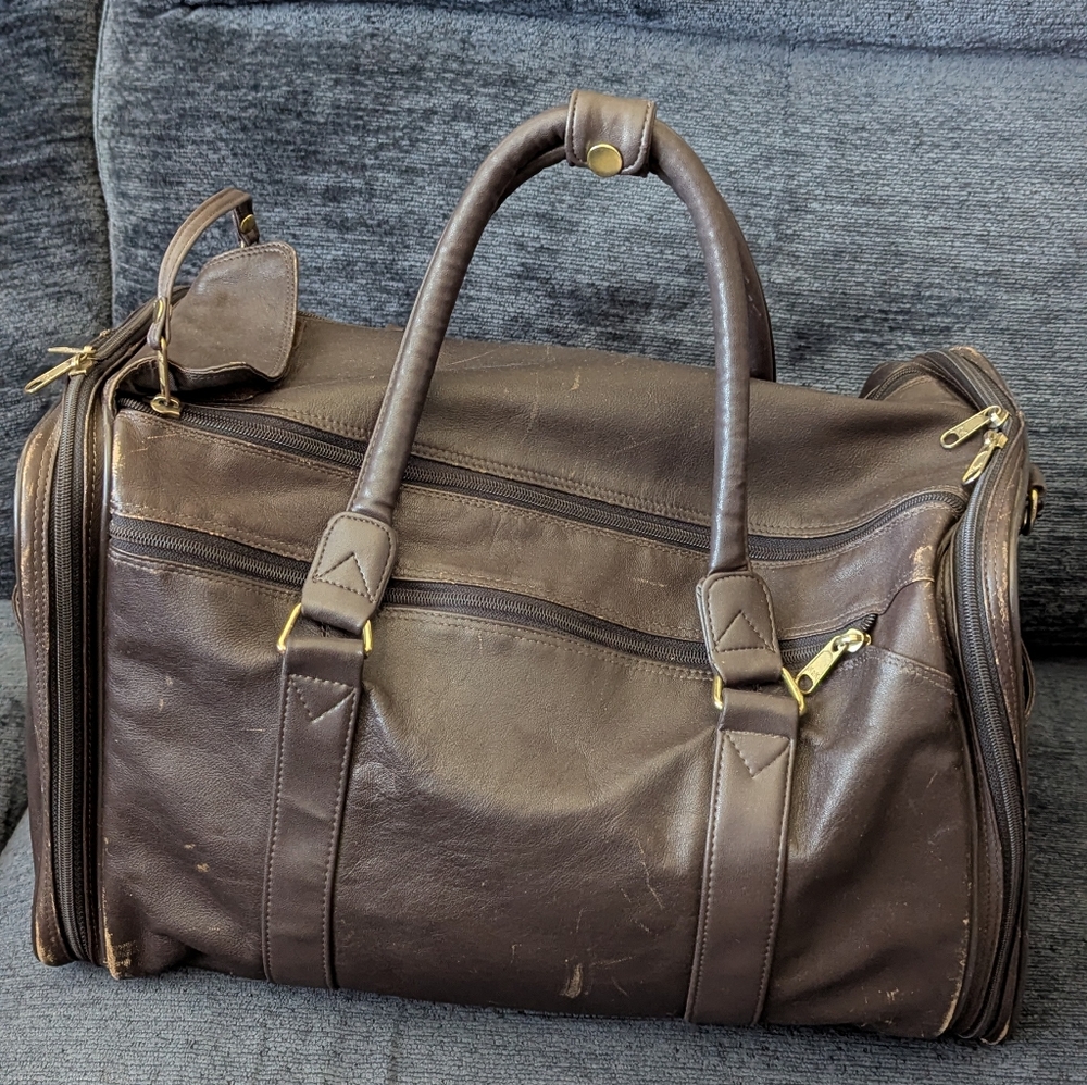 Brown Leather Men's Travel Bag